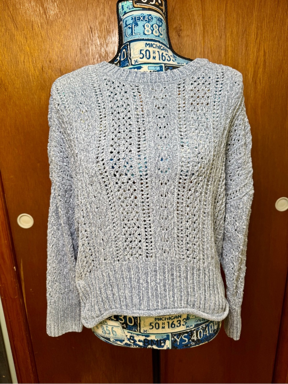 Altar'd State Powder Blue Textured Knit Pullover Sweater Sz Medium